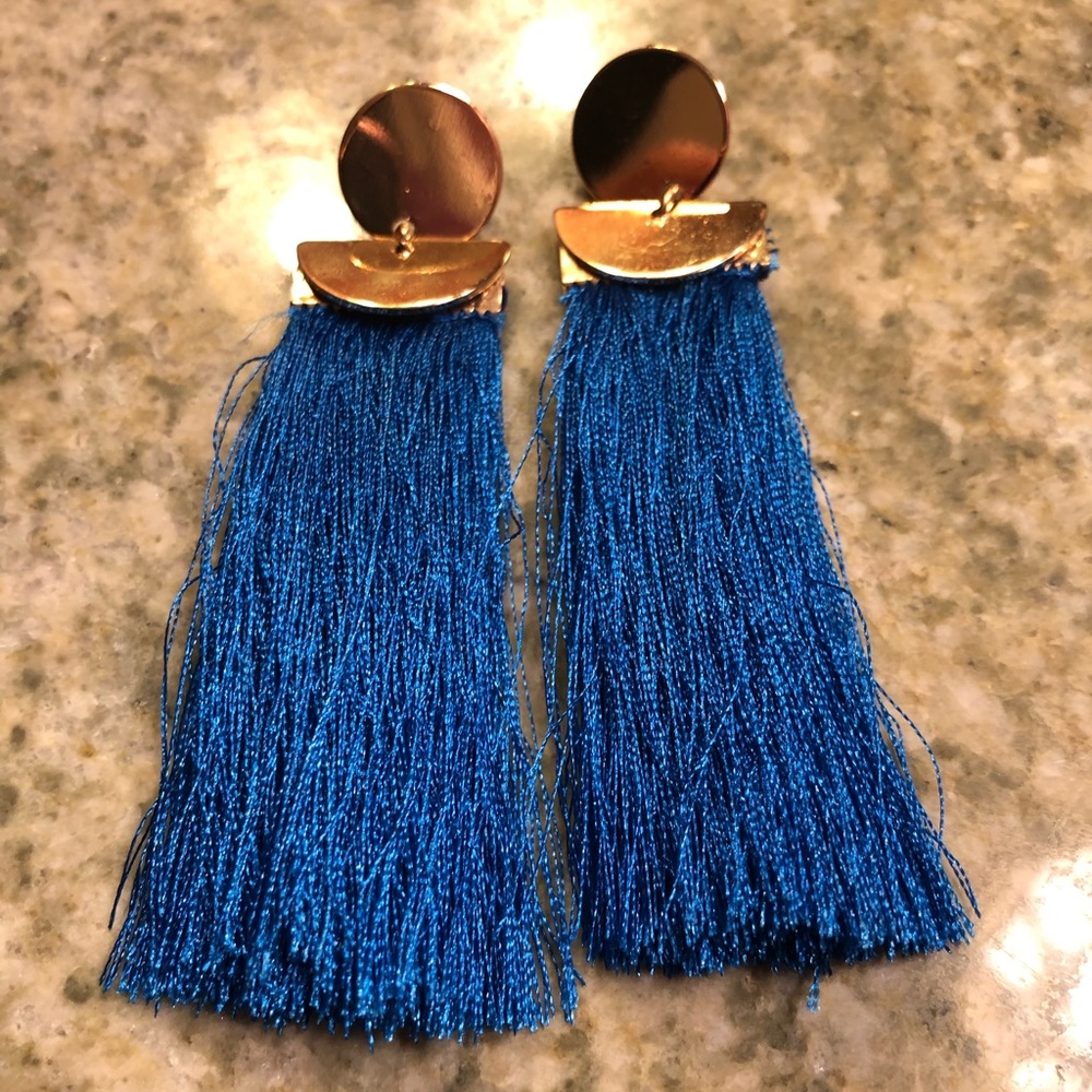 Cobalt and gold earrings